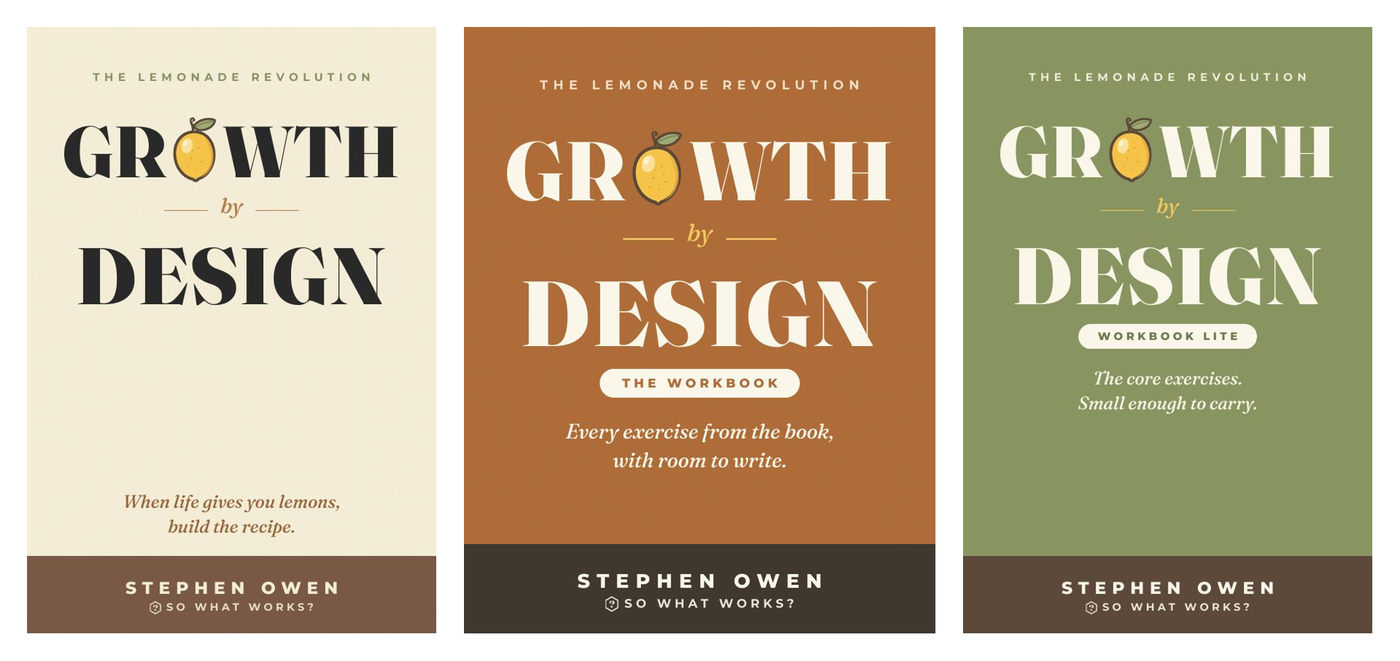 GROWTH by DESIGN book, workbook and lite workbook