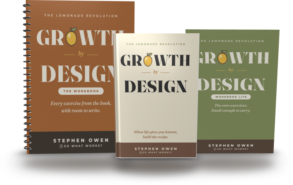 GROWTH by DESIGN, the Workbook and Lite Workbook — 3D covers